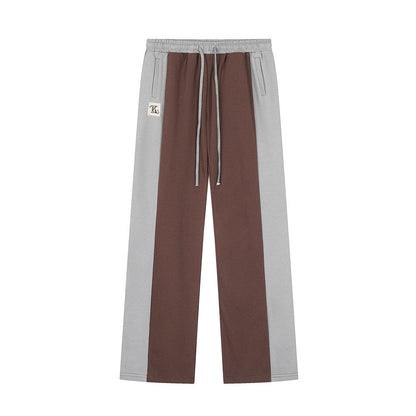 Men Sweatpants Color Contrast Patchwork Casual Pants Men's Loose Sports Straight Trousers
