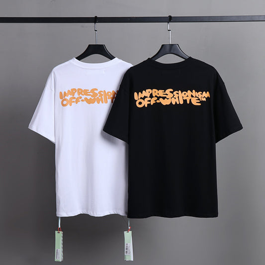 Ow T Shirts Yellow Letter Printing for Men and Women