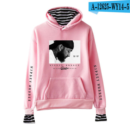Nipsey Hussle Hoodie Rap Singer Trend False Two-Piece Sweaters
