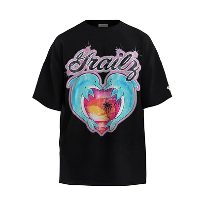 Unisex T-Shirts GRAILZ PROJECT G/R Dolphin Sunset Scene Print Loose T-Shirt