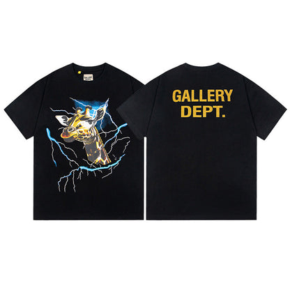 Gallery Dept T-Shirt Letter Pattern Washed Old Short Sleeve T-Shirt