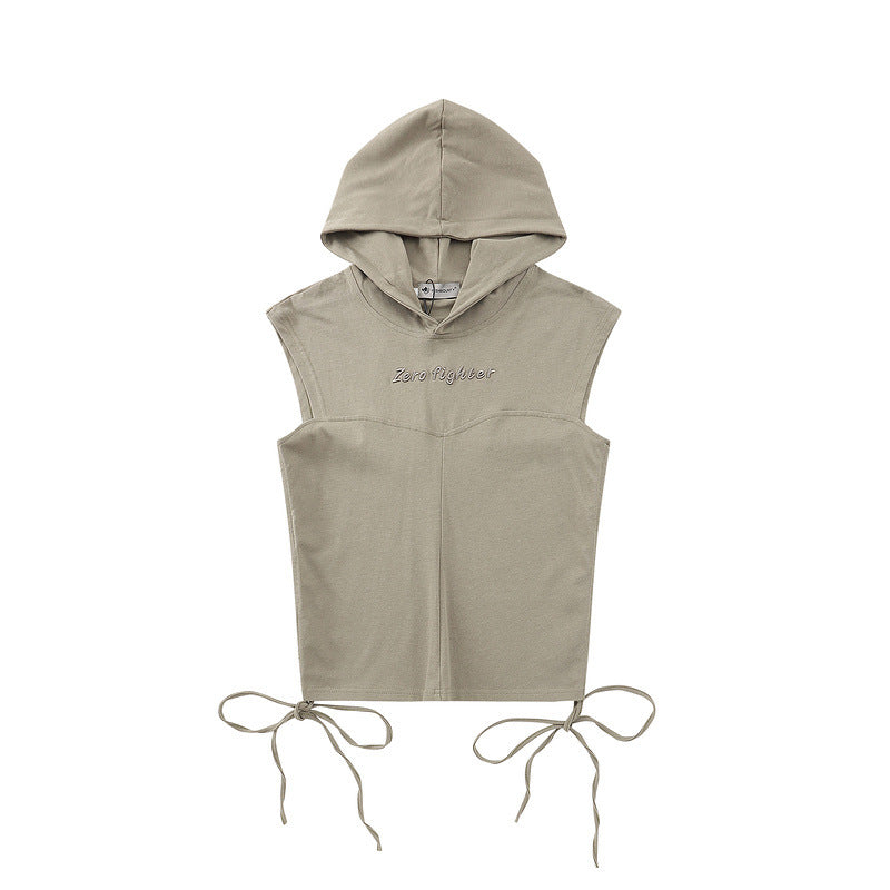 Men T-Shirt Hooded Sleeveless Top