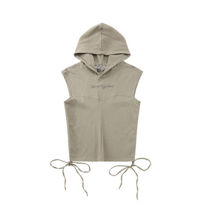 Men T-Shirt Hooded Sleeveless Top