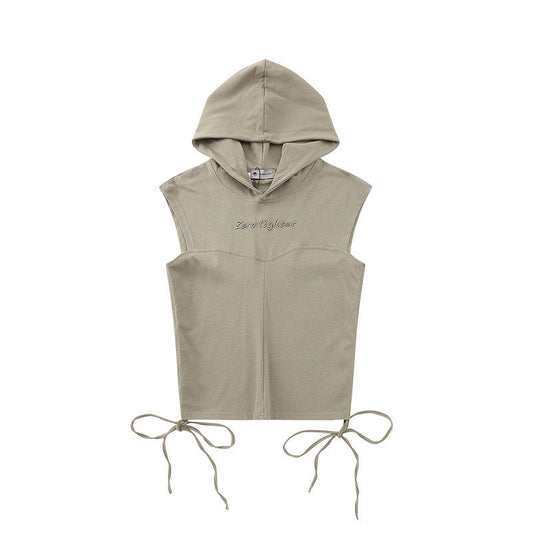 Men T-Shirt Hooded Sleeveless Top