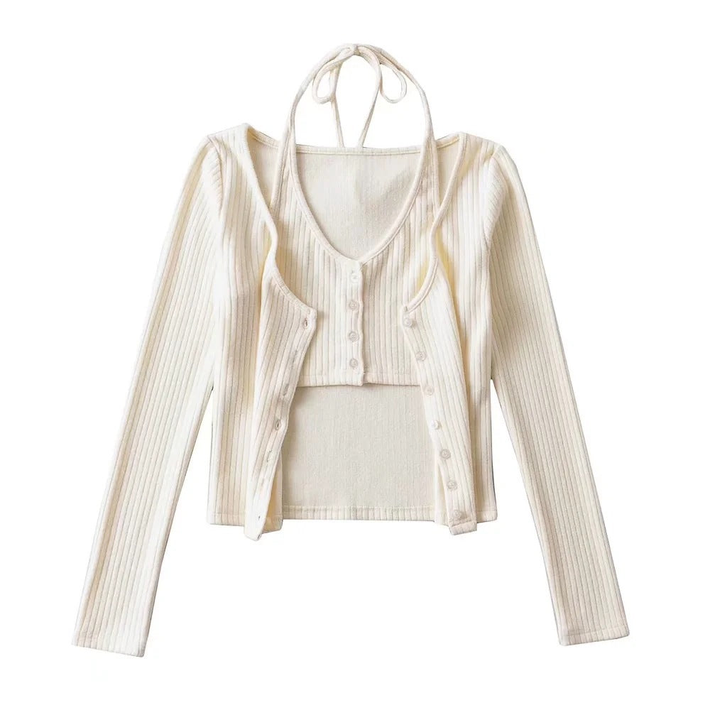 Women Sweater Knitwear Sexy Knitted Cardigan Autumn Short Long Sleeve T-shirt Jacket