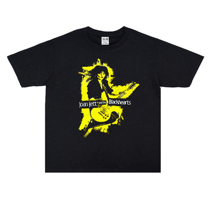 Rock Star T Shirt Punk & Rock Joan Jett Joan Jett Washed Distressed T-shirt Short Sleeve Men and Women Loose