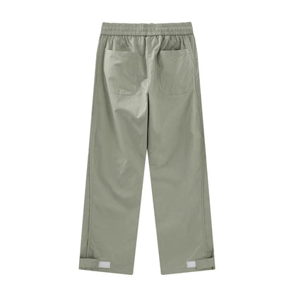 Men Sweatpants Zipper Casual Pants Men's Summer Loose Pure Cotton Straight Wide Leg Pants