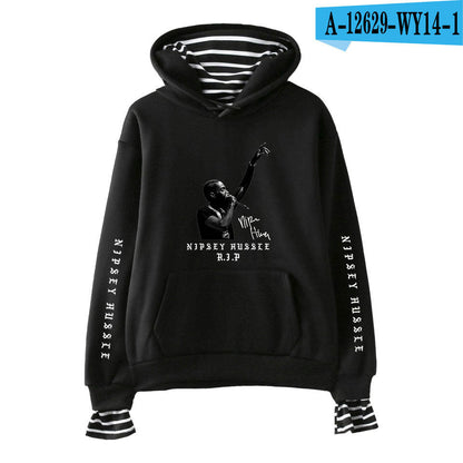 Nipsey Hussle Hoodie Rap Singer Trend False Two-Piece Sweaters