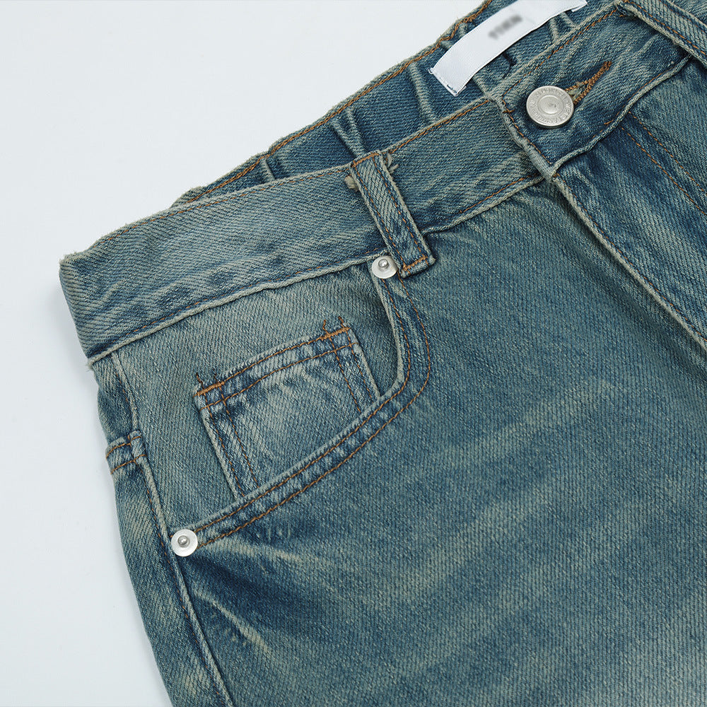 Men Jeans Ground White Retro Loose Casual