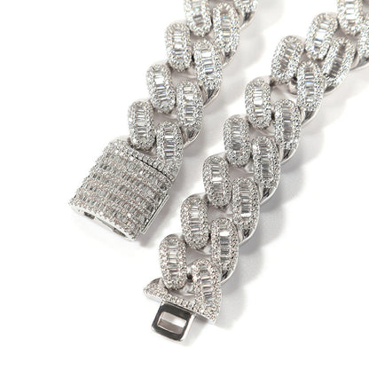 Bracelet 14MMT Square Zircon Hip Hop Cuban Chain Bracelet Spectrum St. Valentine's
