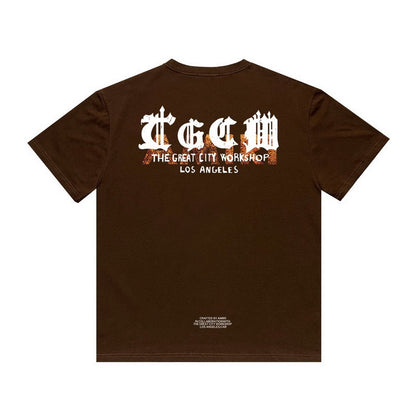 Amiri T Shirt Letter Print Casual Hip Hop round Neck Short Sleeve T-shirt