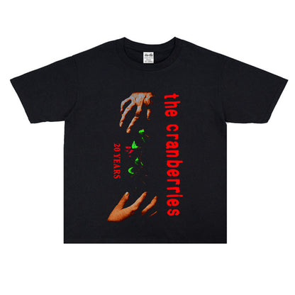 Rock Star T Shirt Gabriel Band The Cranberries Little Red Strawberry Printed T-shirt Short Sleeve Cotton Loose