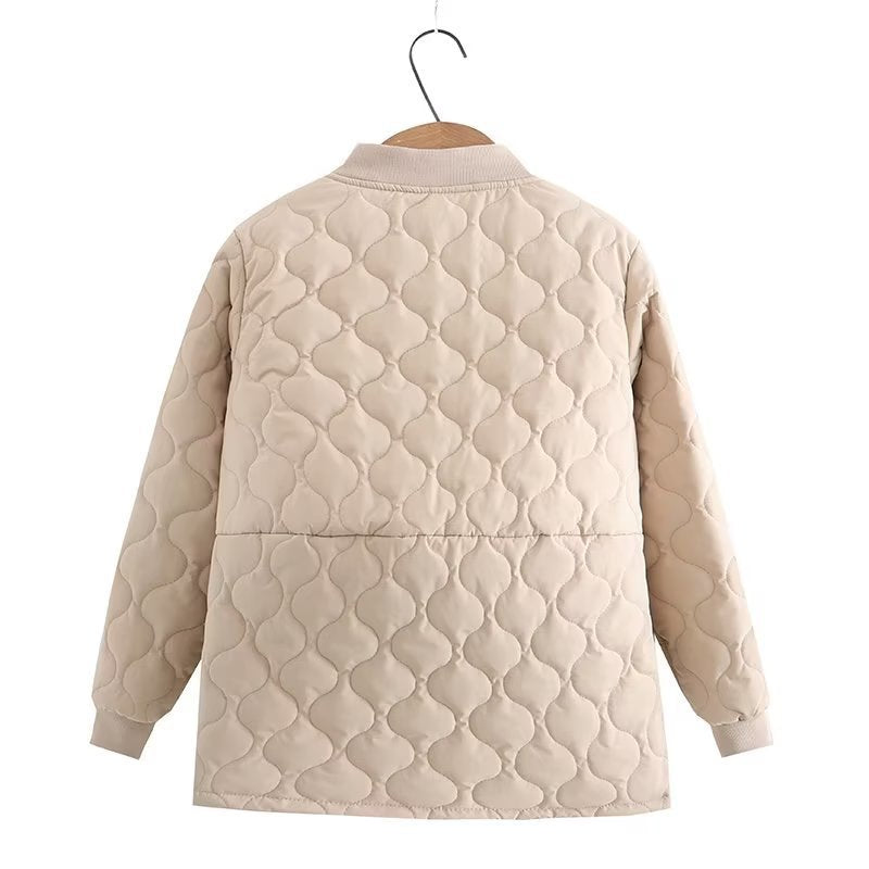 Women Cotton Coat Diamond Plaid Casual Jacket