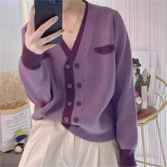 Women Knitted Cardigan Autumn and Winter Knitted Sweater Loose Long Sleeve Jacket