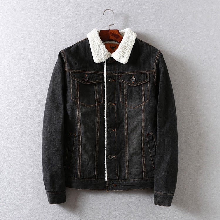 Women Cotton Coat Fleece Padded Lamb Wool Denim Jacket