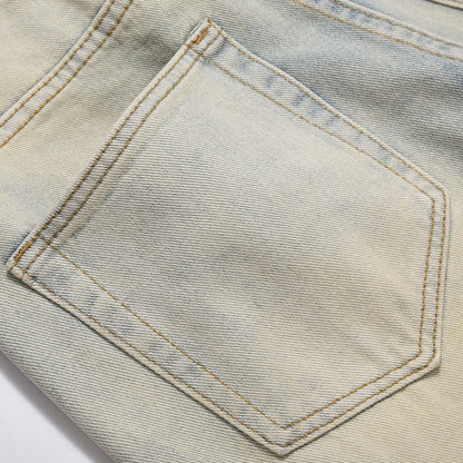 Men Jeans Zipper Loose Cool Casual Distressed