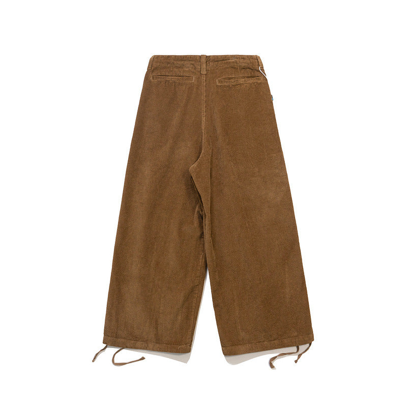 Cargo Pants Japanese Fashionable Loose Adjustable Drawstring Corduroy