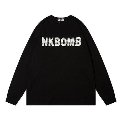 Men Long Sleeve T-Shirt Spider Print Loose Cotton Bottoming Top