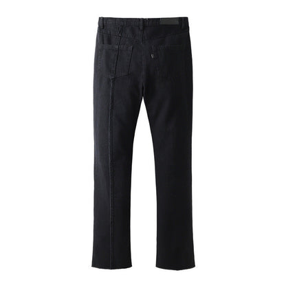 Men Jeans Solid Color Slim Stretch Jeans Straight-Leg Trousers