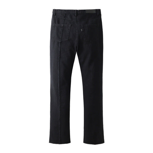 Men Jeans Solid Color Slim Stretch Jeans Straight-Leg Trousers