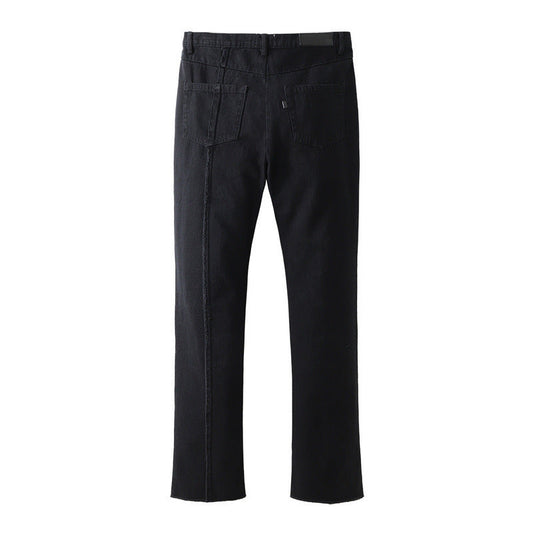 Men Jeans Solid Color Slim Stretch Jeans Straight-Leg Trousers