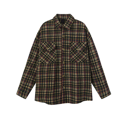 MIJKO Mens Jacket Loose Casual Plaid Jacket