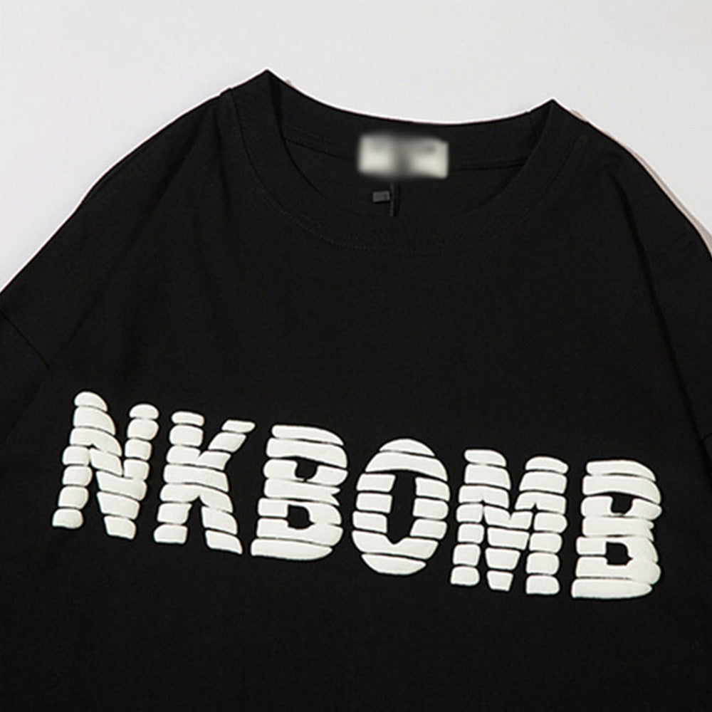 Men Long Sleeve T-Shirt Spider Print Loose Cotton Bottoming Top