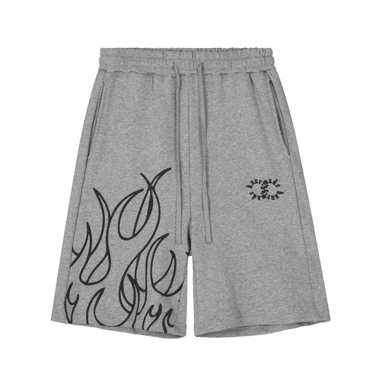 Men Shorts Flame Print Summer Sports