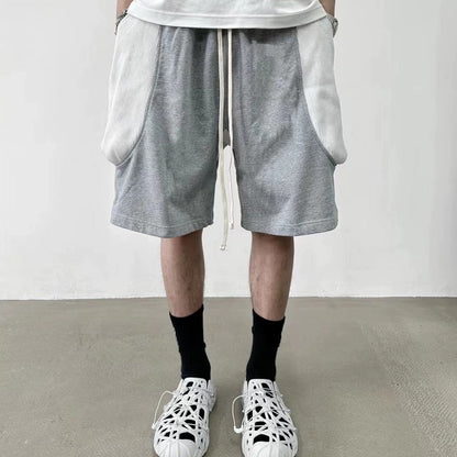 MIJKO Mens Shorts Spliced Side Large Pockets Shorts