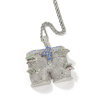 Jewelry 4PF Pants Pendant Necklace Zircon Royalty Far East