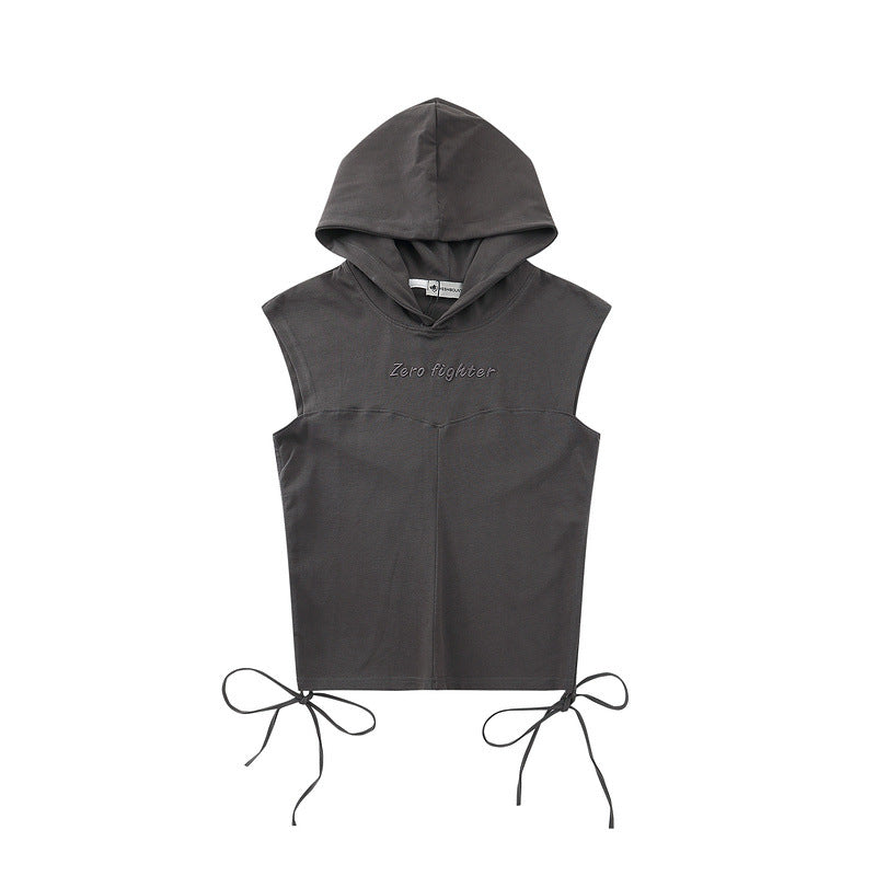 Men T-Shirt Hooded Sleeveless Top