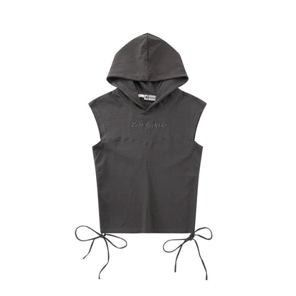 Men T-Shirt Hooded Sleeveless Top