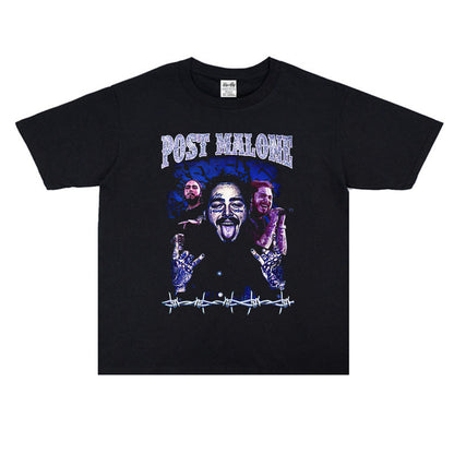 Rock Star T Shirt Post Malone Fashion Brand Personalized Printed Cotton T-shirt Short Sleeve round Neck Loose