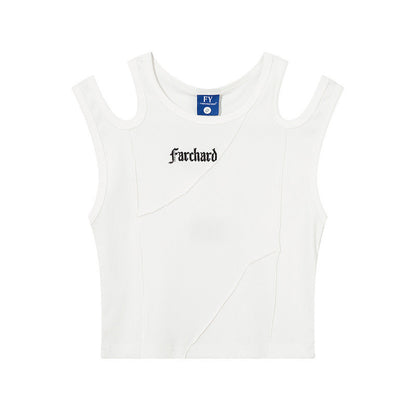 Women Vest Old School Letter Print Sleeveless T-shirt Female Vintage Vest