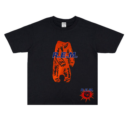 Rock Star T Shirt R.E.M. Quick Turn Eyeball Band Printed T-shirt Short Sleeve Loose Cotton Crew Neck