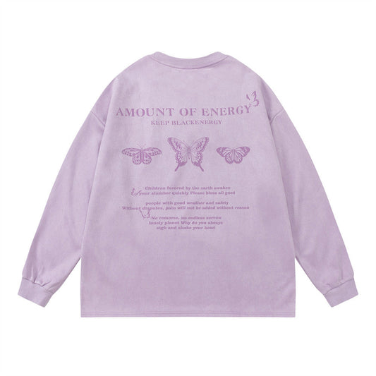 Men Long Sleeve T-Shirt Butterfly Print
