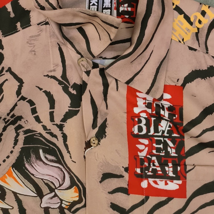 GUILTYPARTIES TIGER Shirts Tiger Totem Skull Long Sleeve Shirt