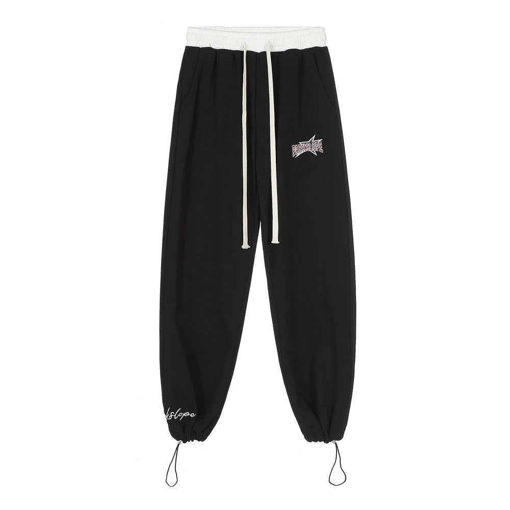 Men Sweatpants Stitching Straight Casual Pants Men's Letter Embroidered Trousers