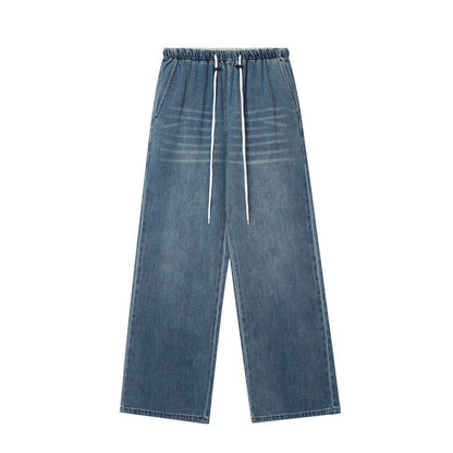 Men Jeans Simple Hip Hop Loose Casual Wide Leg