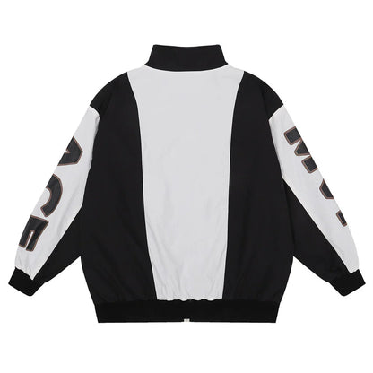 Men Jacket Coat Racing Suit Loose Jacket Men's Vibe Spring and Autumn Color Matching Stitching Windproof Jacket