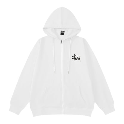 Stussy Hoodie Embroidered Fleece Fashion Cardigan Zip Hoodie
