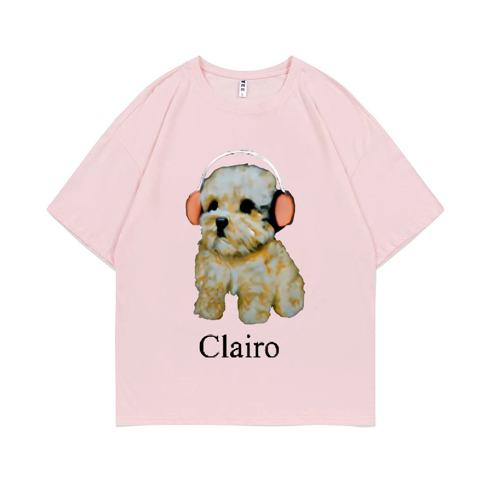 Clairo Dog Puppy Headphones Graphic Print Tshirt Summer Male