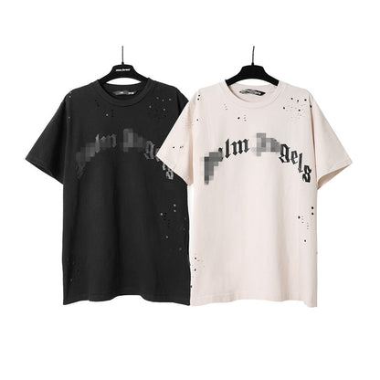 Palm Angle T Shirts Splash Ink Hole Distressed Print