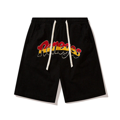Men Shorts Letter Printed Sports Shorts Men's and Women's Retro Straight Loose Casual Pants