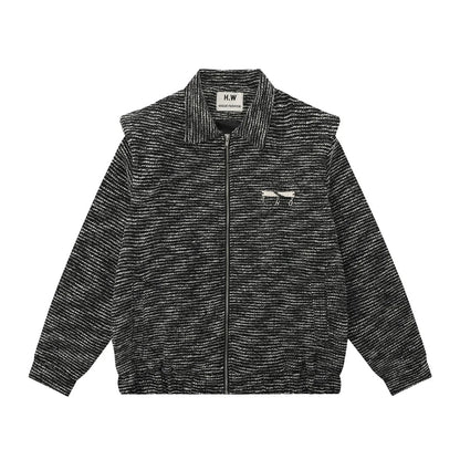 Men Jacket Coat Vintage Weave Padded Shoulder Coat Loose Lapels Jacket Autumn and Winter