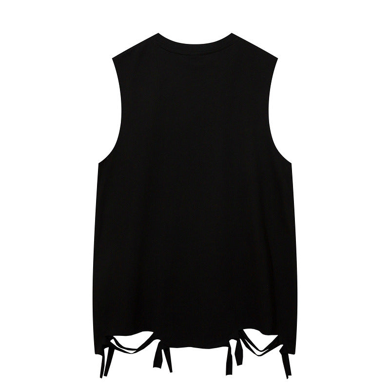 Women Vest Graffiti Necklace Vest Men's and Women's Sleeveless T-shirt Couple's Tops