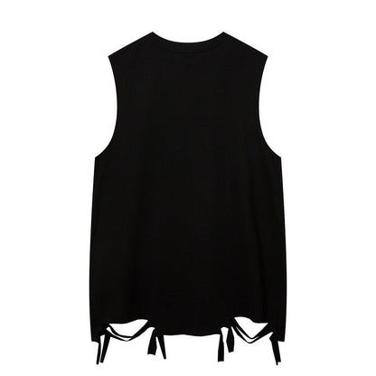 Women Vest Graffiti Necklace Vest Men's and Women's Sleeveless T-shirt Couple's Tops