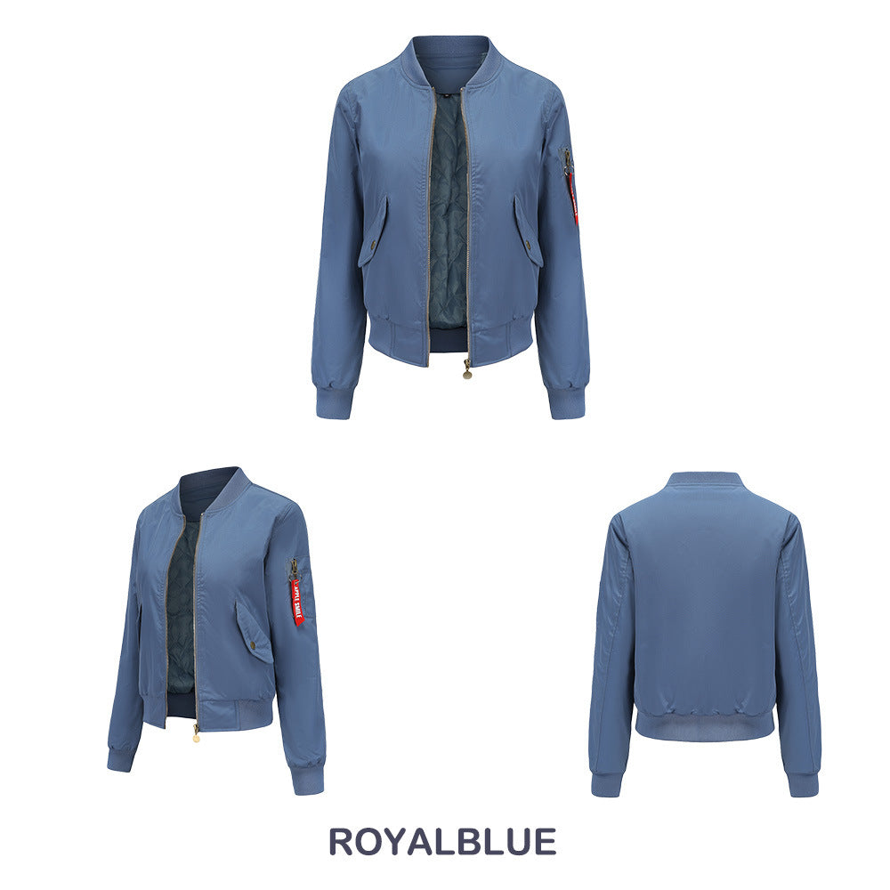 Women Trench Coat Bomber Jacket Women Baseball Jacket Spring and Autumn Flight Suit Long Sleeve Coat