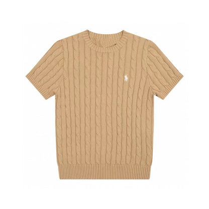 Ralph Lauren Knitted sweaters Ralph Lauren Knitted Short Sleeved Shirt RL Ralph Crew Neck Solid Color Pony Embroidery LOGO Knitted Short Sleeve