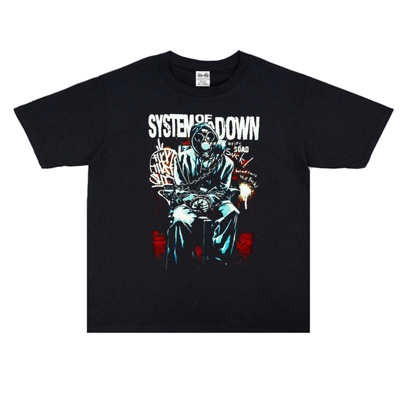 Rock Star T Shirt System Of A Down Fallen Band Printed T-shirt Short Sleeve Loose